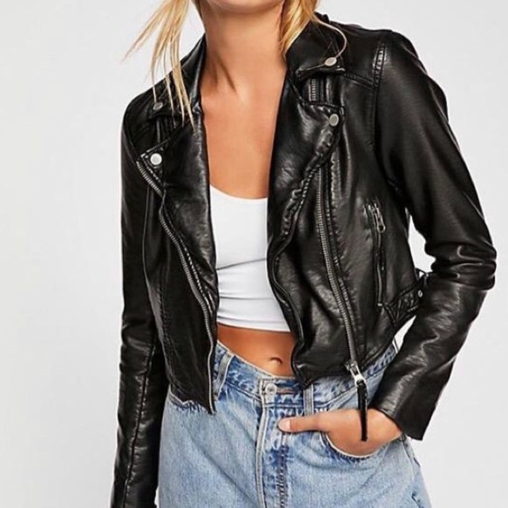 Free People Heartache vegan leather moto jacket